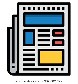 vector de color de línea de icono de periódico 