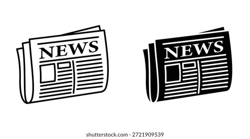 Icono de periódico. Línea con trazo editable y plano para el Web