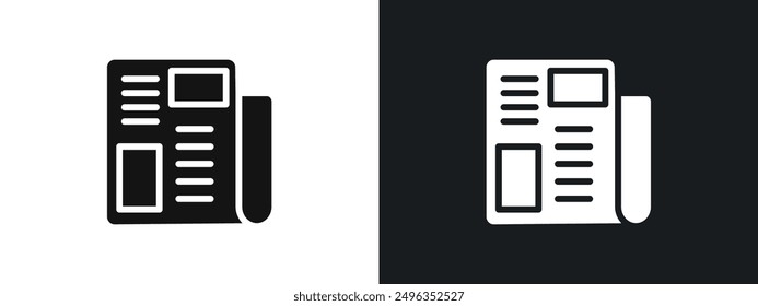 Newspaper icon linear graphics set vector in black