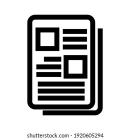 Zeitungssymbol oder Logo einzeln auf Zeichen, Vektorgrafik - hochwertige Vektorsymbole in schwarzem Stil

