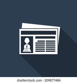 icono de periódico con sombra larga