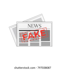 Newspaper icon marked with fake red grunge stamp