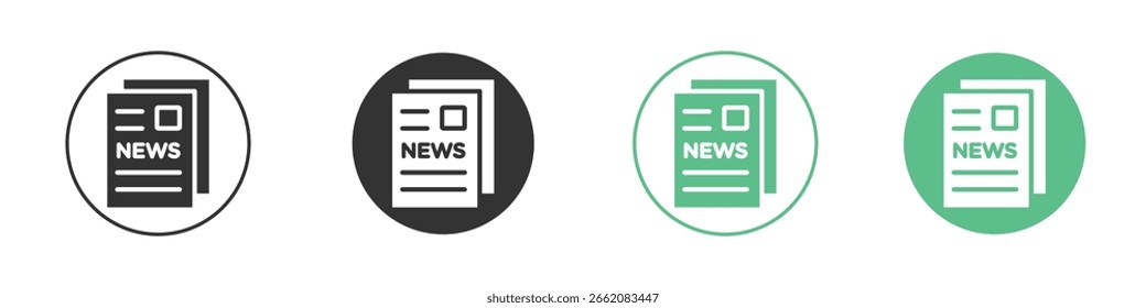 Newspaper icon Minimal Flat Line Vector Icon Set.