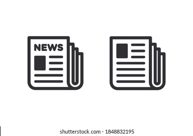 Newspaper icon. News symbol. Press media. News headlines. Print edition. Communication symbol. News media. Logo template. Newspaper. News icon. Paper. Pile of papers. Journalism symbol. Front page.