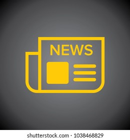 Newspaper icon on black background.