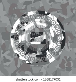 newspaper icon on grey camouflaged pattern