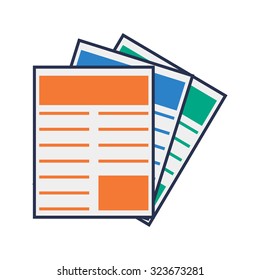 newspaper icon on the white background. Vector illustration.
