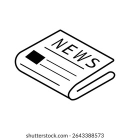 Newspaper icon outline collection in black and on white background. Newspaper icon flat.