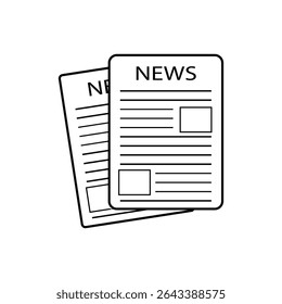 Newspaper icon outline collection in black and on white background. Newspaper icon flat.