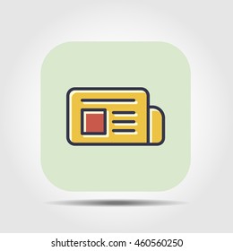 newspaper  icon with outline and flat offset color 