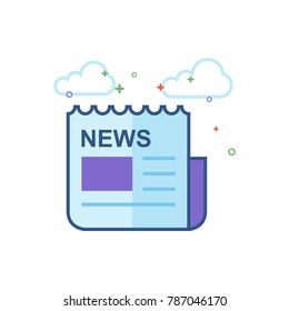 Newspaper icon in outlined flat color style. Vector illustration.