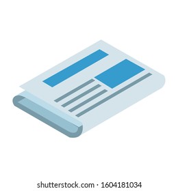 newspaper icon over white background, colorful and flat design, vector illustration