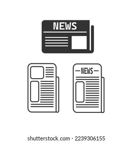 Icono del periódico. Presione la línea de ajuste y la ilustración vectorial de fondo.