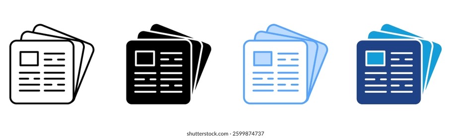 Newspaper Icon Set Multiple Style Collection