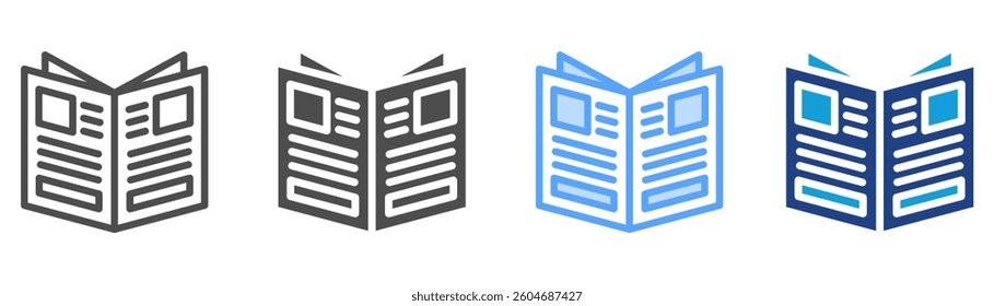 Newspaper Icon Set Multiple Style Collection