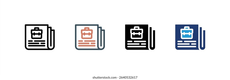 Newspaper icon set multiple style collection. Vector illustration.