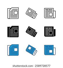 Newspaper icon set. news paper vector sign