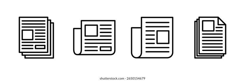 Newspaper icon set. news paper vector sign