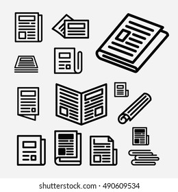 Newspaper icon set. News vector. Blog icons. Journal and Article.