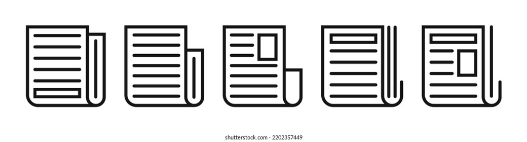 Newspaper Icon Set. Newsletter Icons. Journal Icons. Vector EPS 10