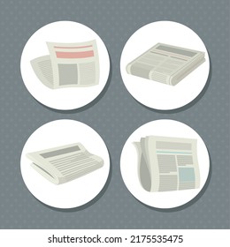 newspaper icon set on gray background