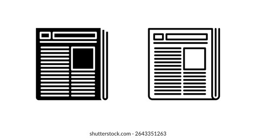 Newspaper icon set symbolizing journalism, press, and daily news.