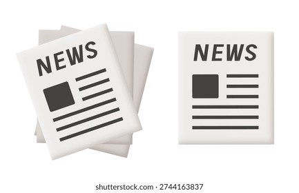 Newspaper icon set. Vector 3d clip art isolated on white background.