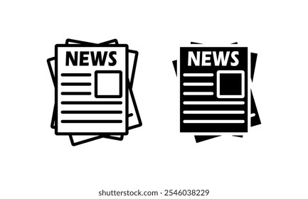 Conjunto de iconos de periódico. Ilustración vectorial.