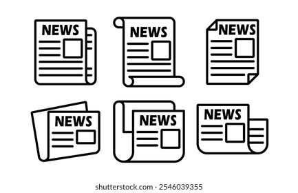 Conjunto de iconos de periódico. Ilustración vectorial.