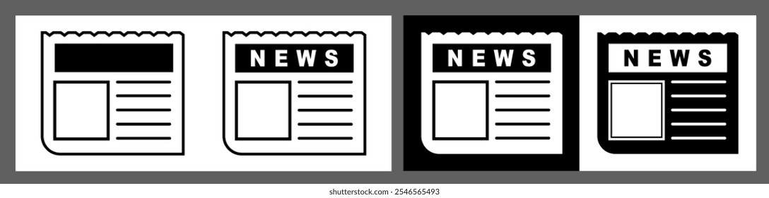 Newspaper icon set vector illustration, News paper sign isolated, NEWS symbol, Editable line vector icon set of information, Newspaper icon vector template, Newspaper clipart icon, News Symbol