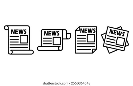 Conjunto de ícones de jornal. Ilustração vetorial.