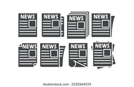 Conjunto de ícones de jornal. Ilustração vetorial.