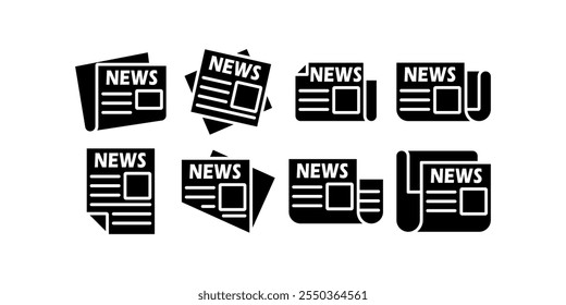 Conjunto de ícones de jornal. Ilustração vetorial.