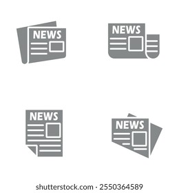 Newspaper icon set. Vector illustration.