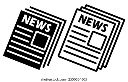 Conjunto de iconos de periódico. Ilustración vectorial.