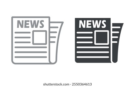 Newspaper icon set. Vector illustration.