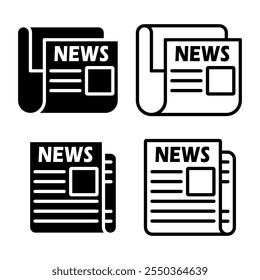 Newspaper icon set. Vector illustration.