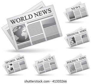 Newspaper icon set. Vector illustrations of newspaper. News concept.