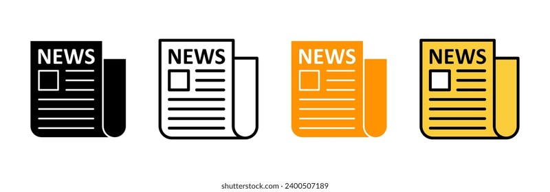 El vector del conjunto de iconos del periódico. señal de papel de noticias y simbolismo