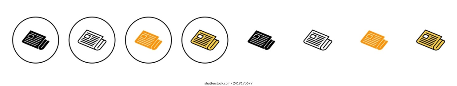 El vector del conjunto de iconos del periódico. señal de papel de noticias y simbolismo