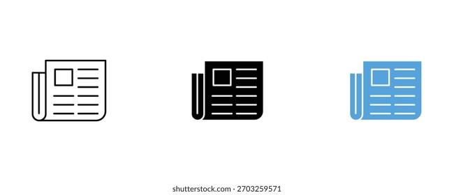 Newspaper icon set vector on white background. paper, press, media, symbol.