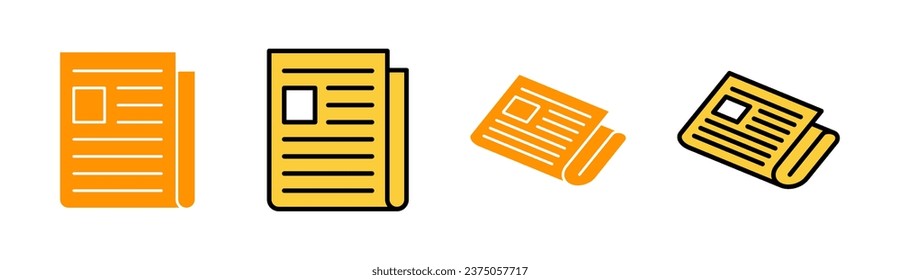 Icono de periódico para aplicación web y móvil. señal de papel de noticias y simbolismo