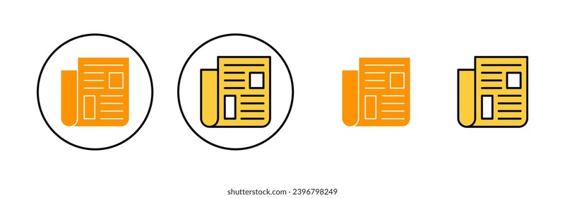 Icono de periódico para aplicación web y móvil. señal de papel de noticias y simbolismo