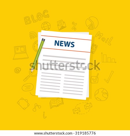 Newspaper icon with  shadow. Vector illustration.