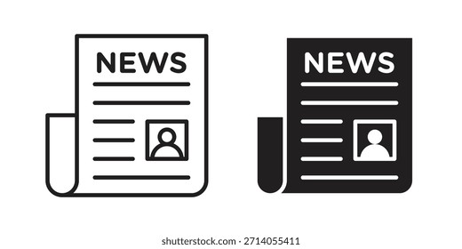 Diseños de Vector de silueta de ícono de periódico. Trazos editables