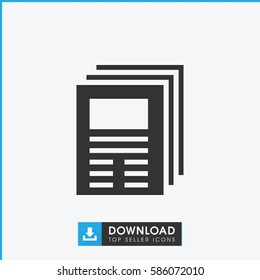 newspaper icon. Simple filled newspaper icon. On white background.