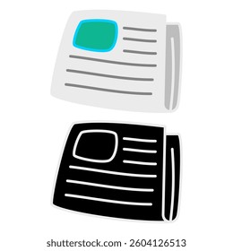 newspaper icon, simple flat style, illustration, logo sign symbol pictogram template, for ui or ux isolated on white for mobile app, editable