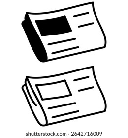 newspaper icon, simple flat style, vector illustration, symbol, design logo template pictogram, for ui or ux isolated on white for mobile app, editable