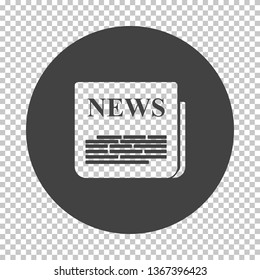 Newspaper icon. Subtract stencil design on tranparency grid. Vector illustration.