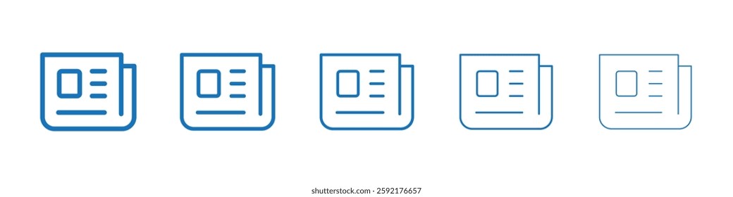 Newspaper icon Symbol collection thin outline set